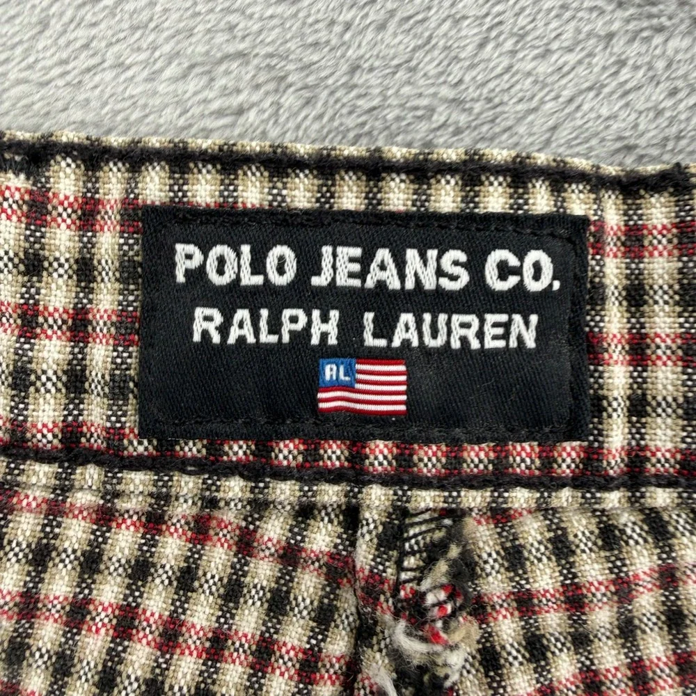 Polo Jeans Co Ralph Lauren Mens Brown Gingham‎ Check Dog Shorts Size 42